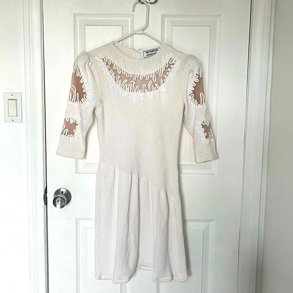 Pat Sandler for Wellmore Vintage White Dress 70s and 80s era